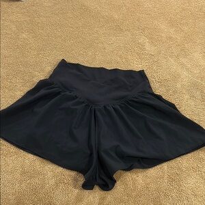 Black High-Waisted Skorts with Flowy Design